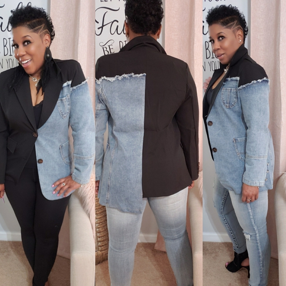 Color Block Demin & Black Blazer